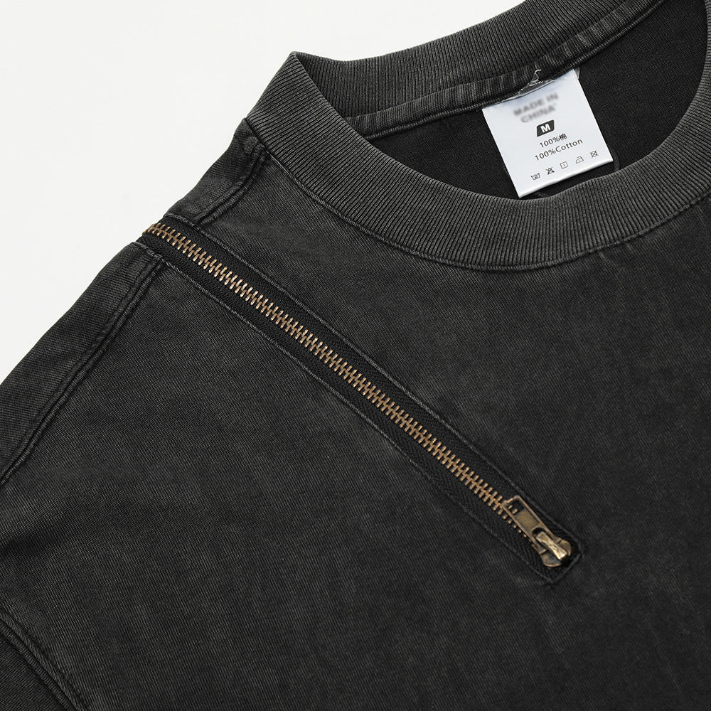 Zip Fade Washed T-Shirt