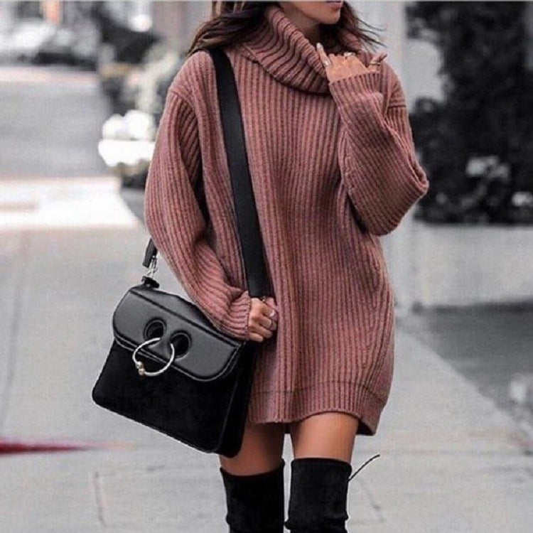Knitted Dress Sleeves Women