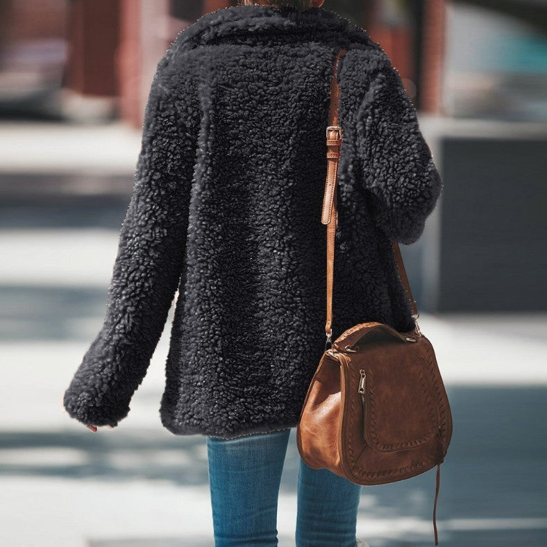 Lapel Faux Long Sleeve Overcoat