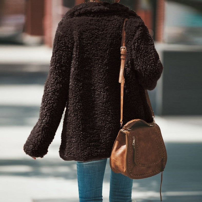 Lapel Faux Long Sleeve Overcoat