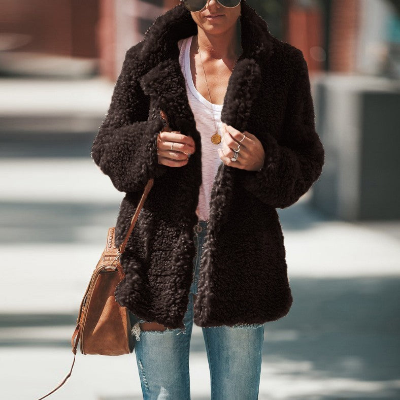 Lapel Faux Long Sleeve Overcoat
