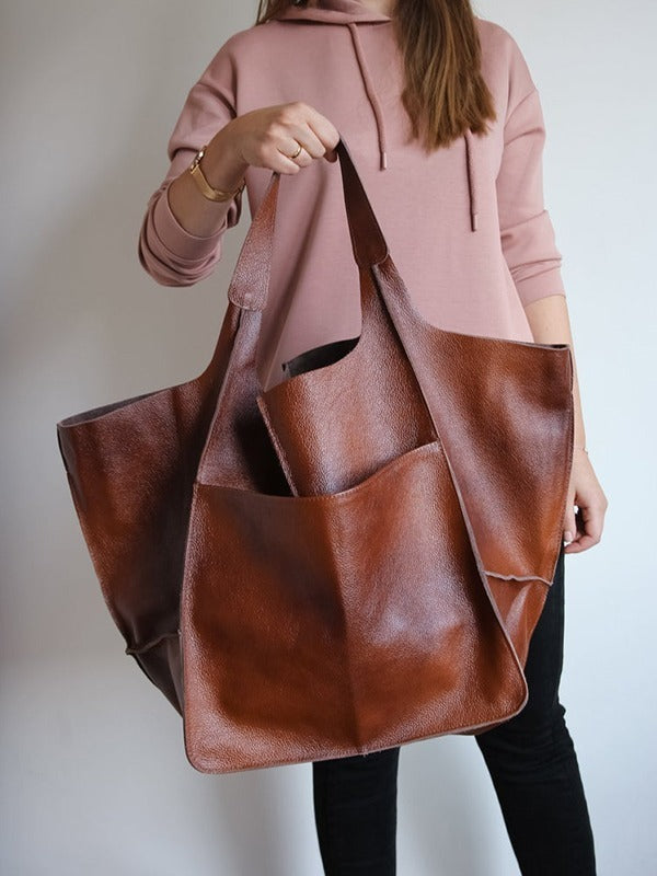 Vintage Capacity Luxury Soft Leather Handbag