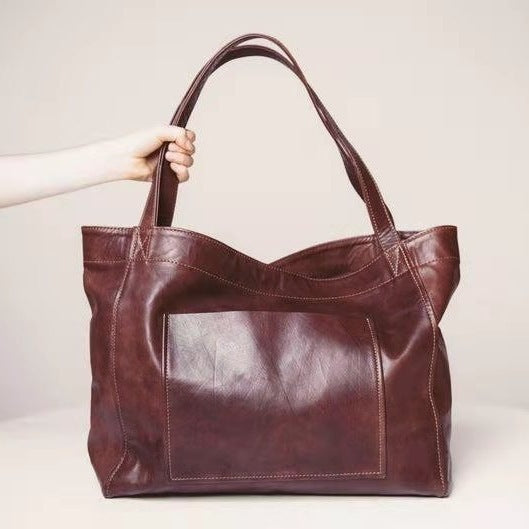 Vintage Capacity Luxury Soft Leather Handbag