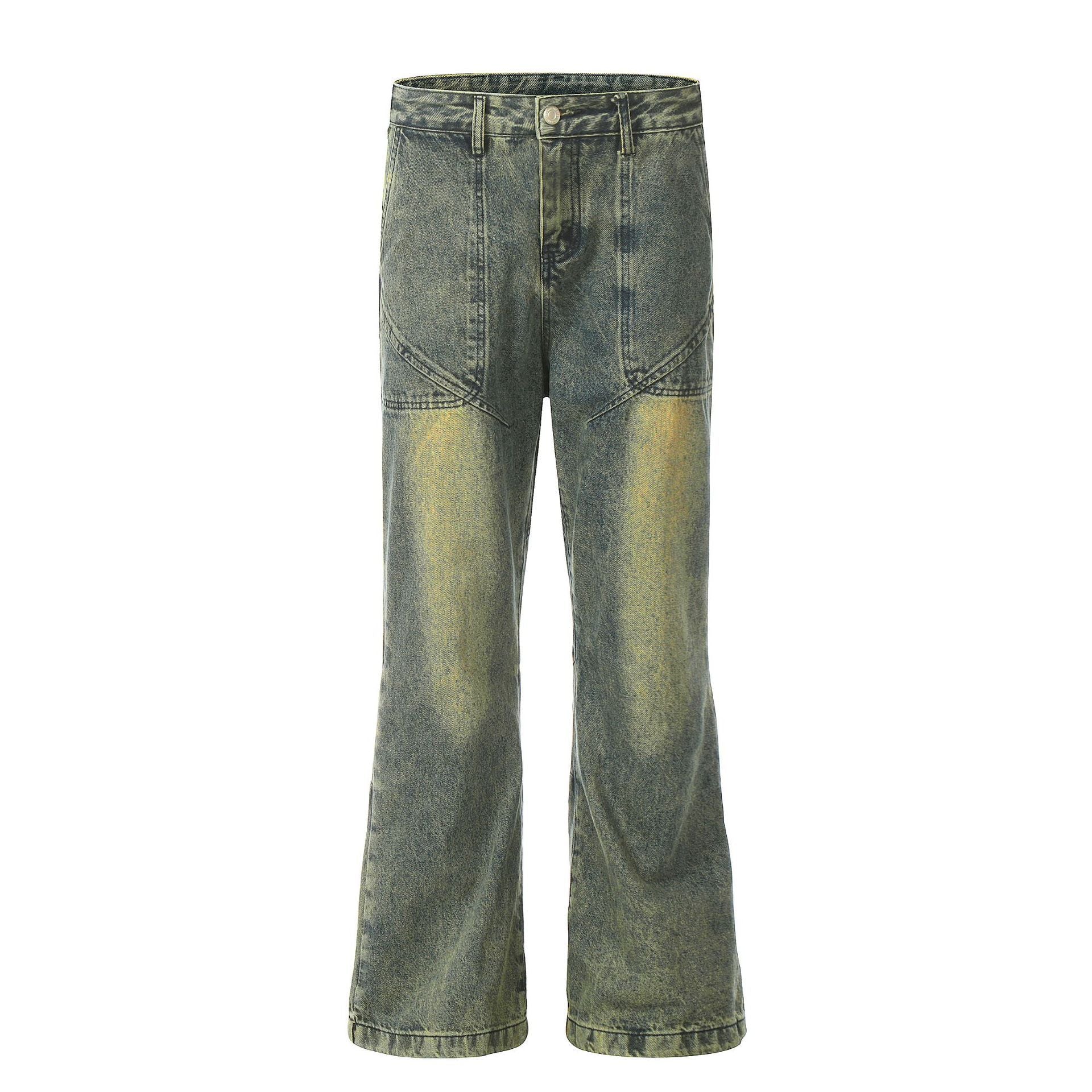 Fashion Personalized Washed Yellow Mud Jeans Men