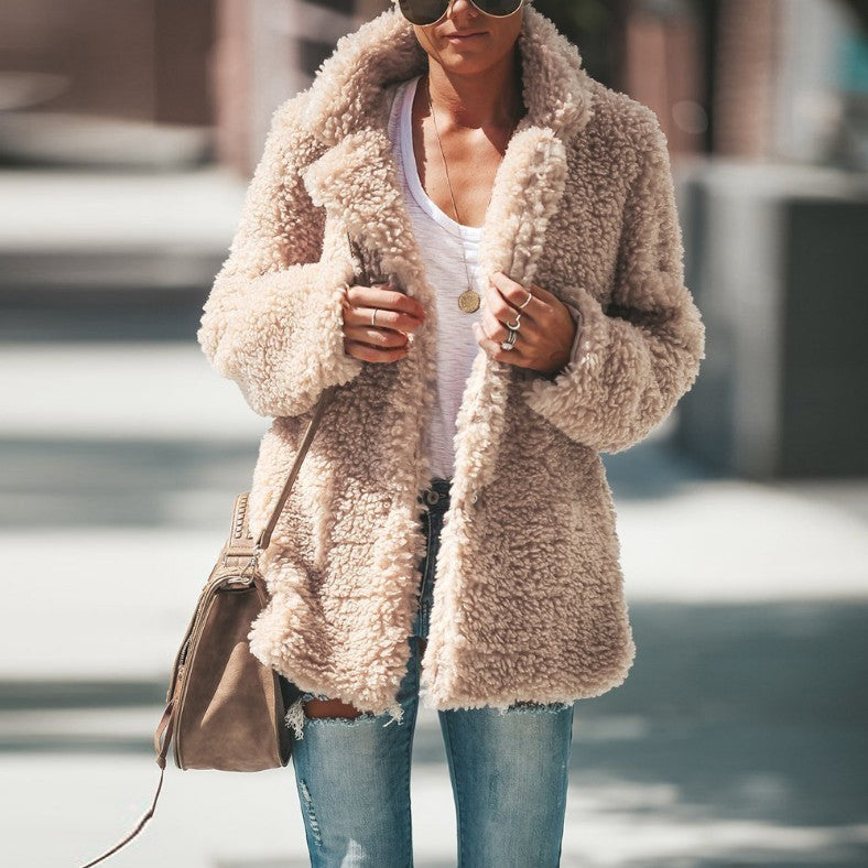 Lapel Faux Long Sleeve Overcoat