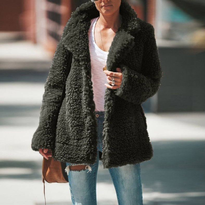 Lapel Faux Long Sleeve Overcoat