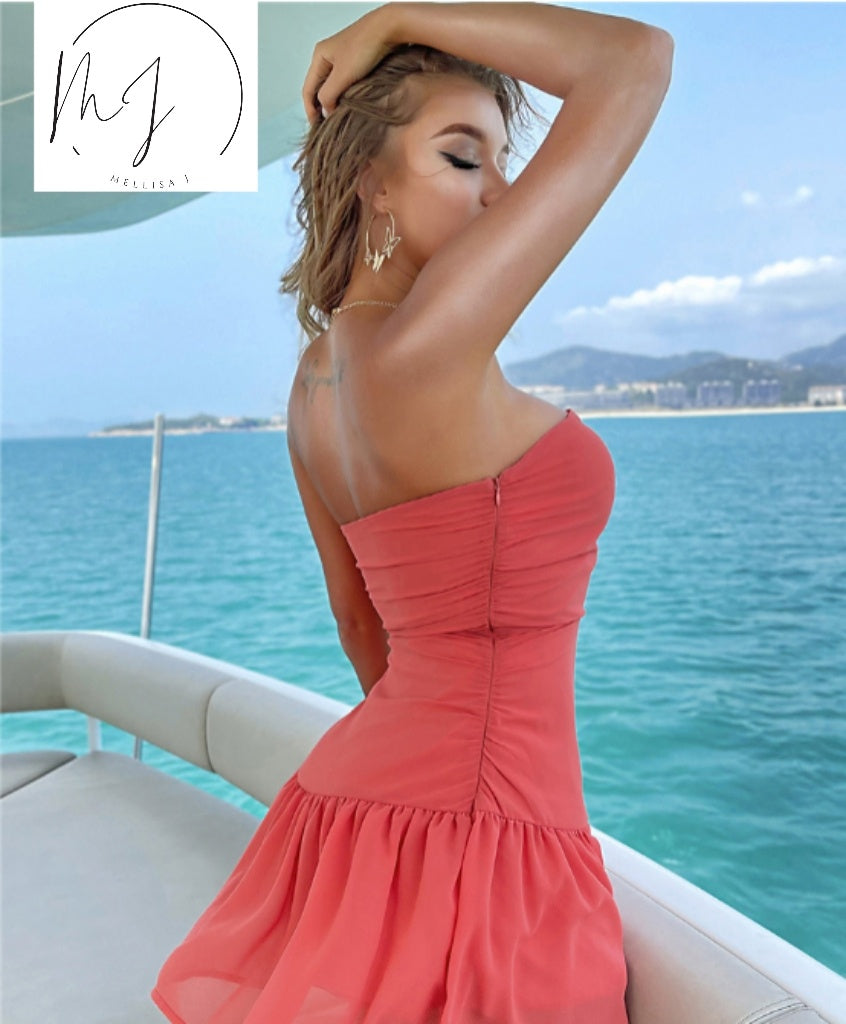 Off Shoulder Cut-Out Ruffle Dress