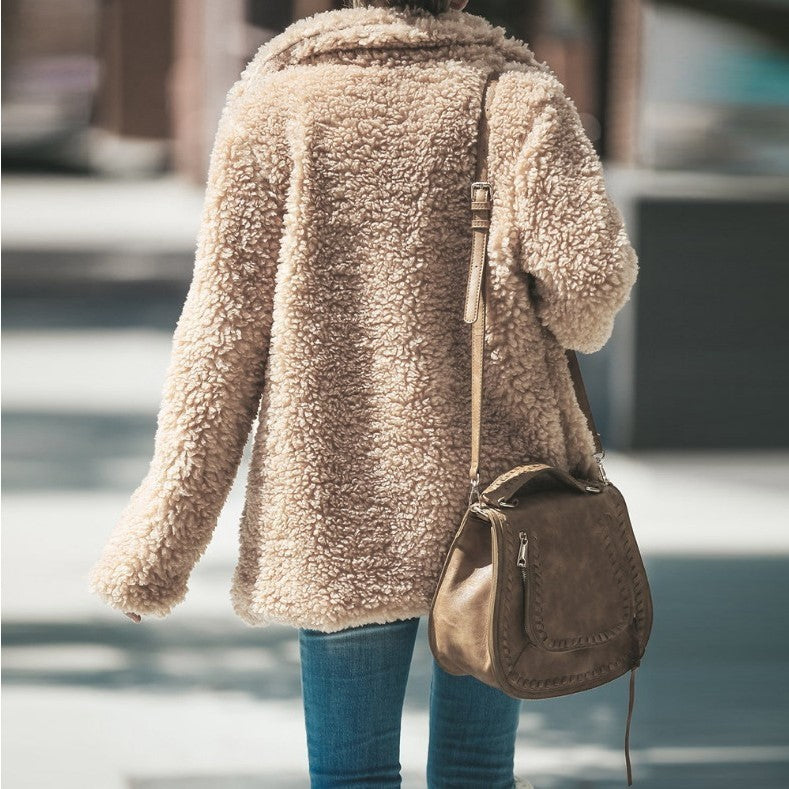 Lapel Faux Long Sleeve Overcoat