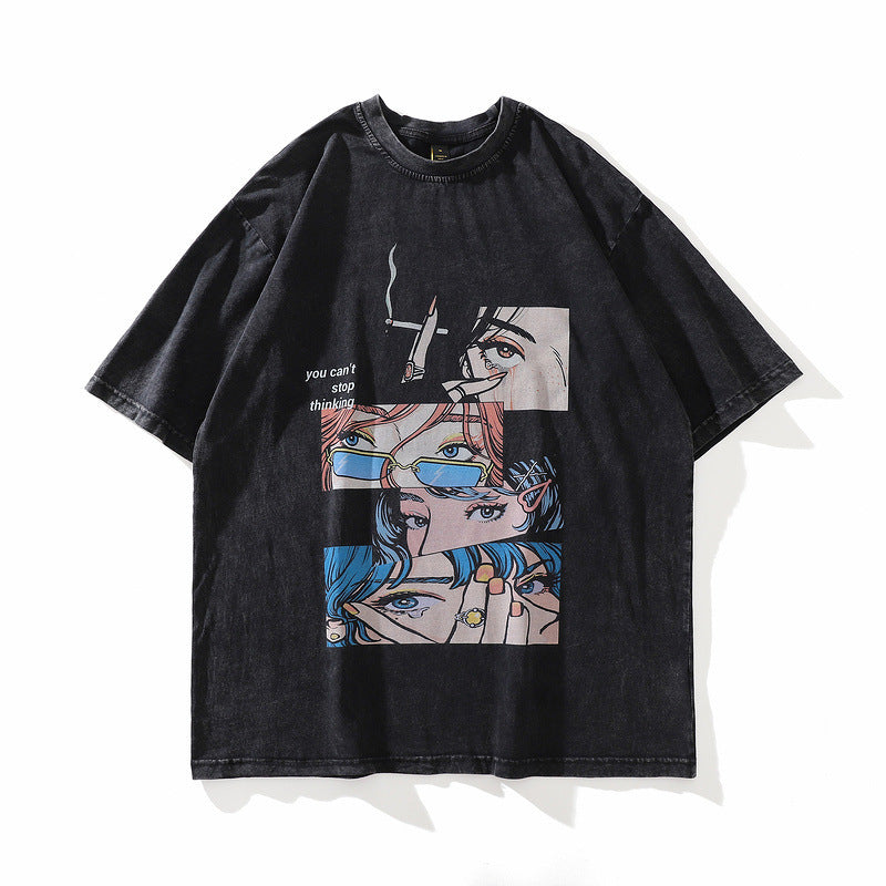 Cartoon Graphic Washed T-Shirt