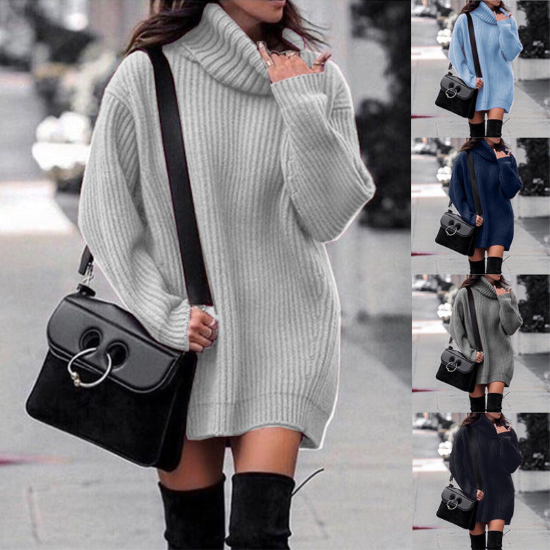 Knitted Dress Sleeves Women