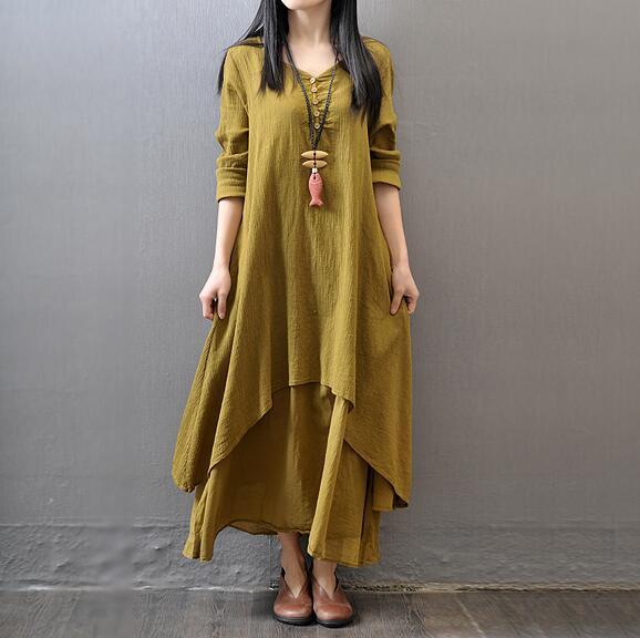 Fake Double Flax Dress