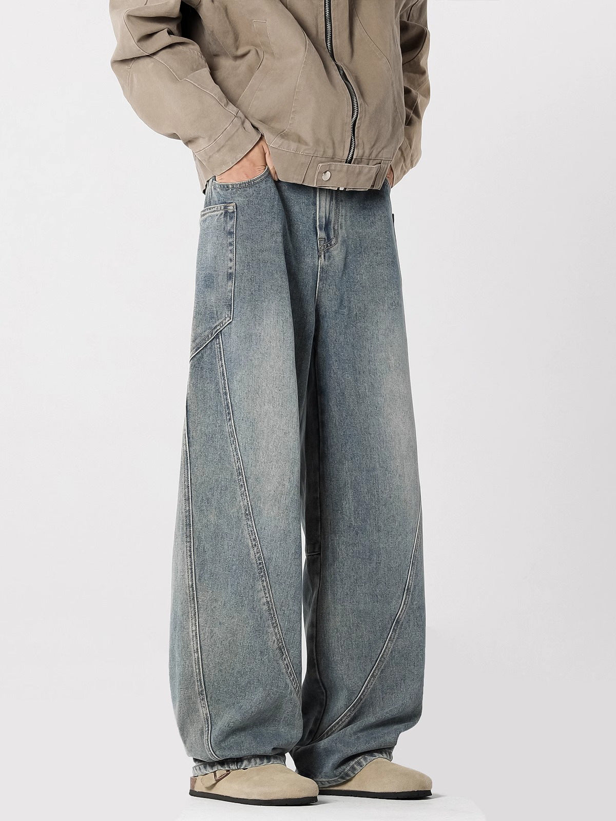 Patterned Denim Pants