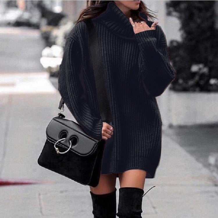 Knitted Dress Sleeves Women