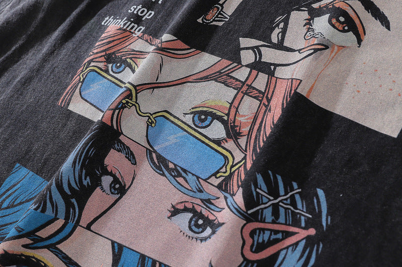 Cartoon Graphic Washed T-Shirt