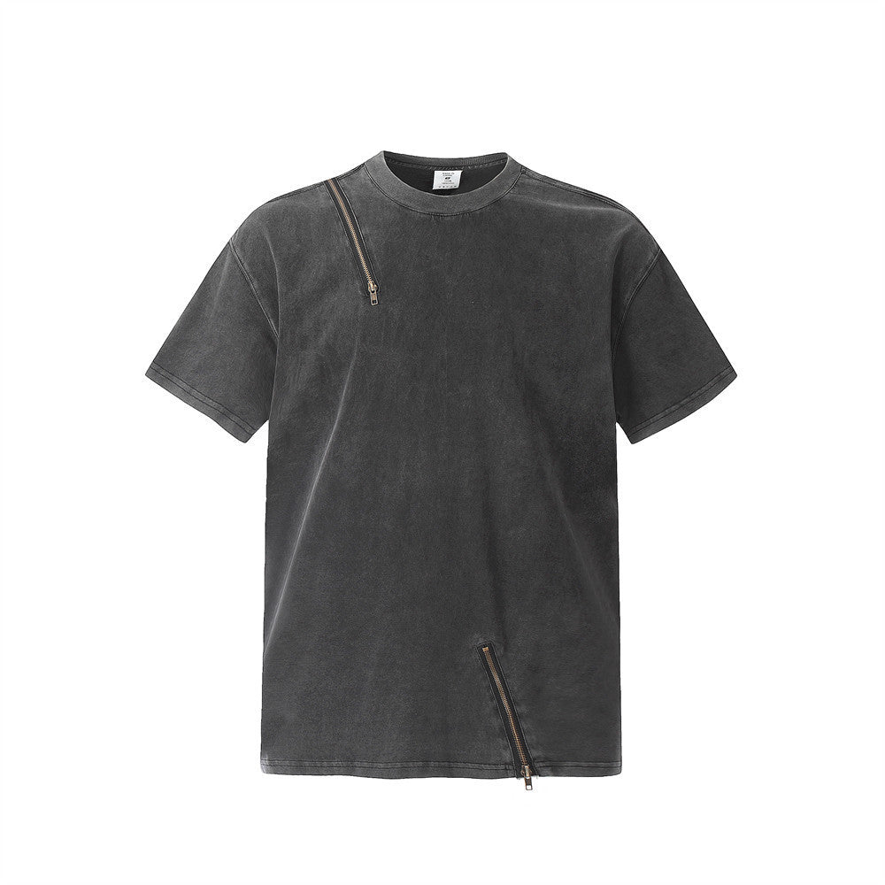 Zip Fade Washed T-Shirt