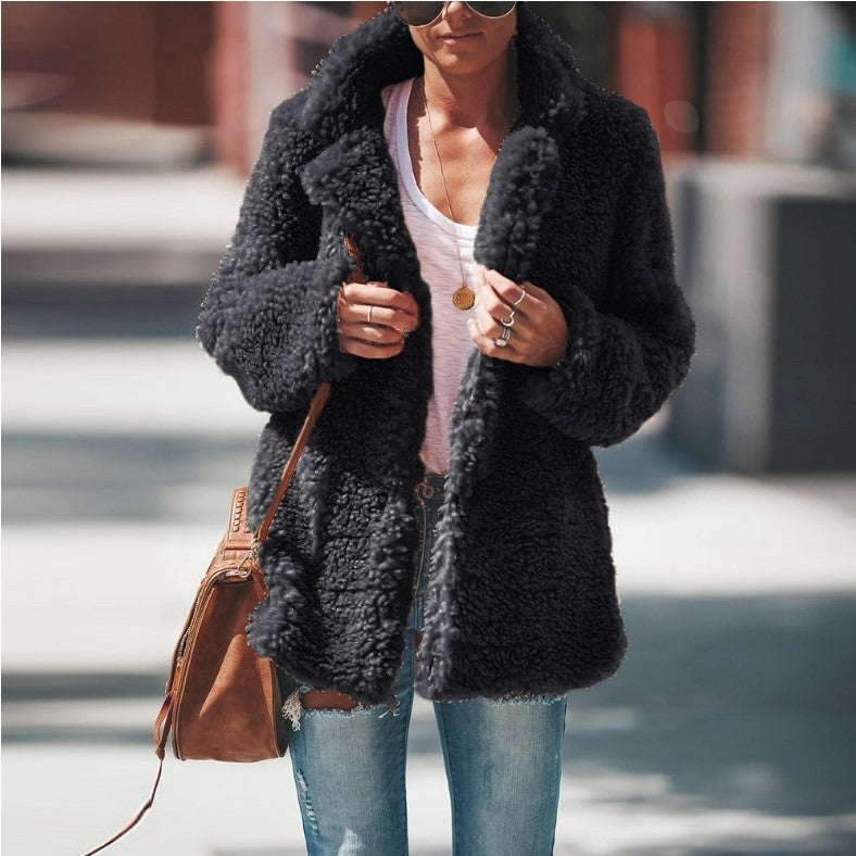 Lapel Faux Long Sleeve Overcoat