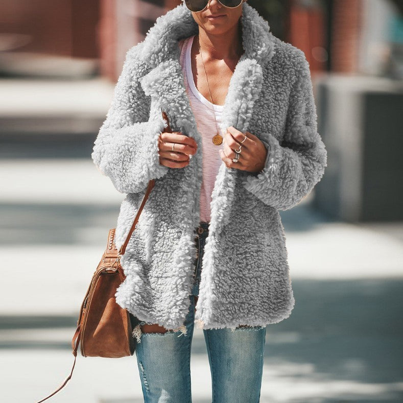 Lapel Faux Long Sleeve Overcoat