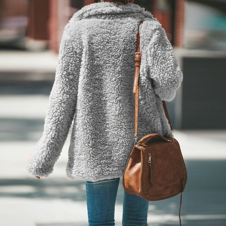 Lapel Faux Long Sleeve Overcoat