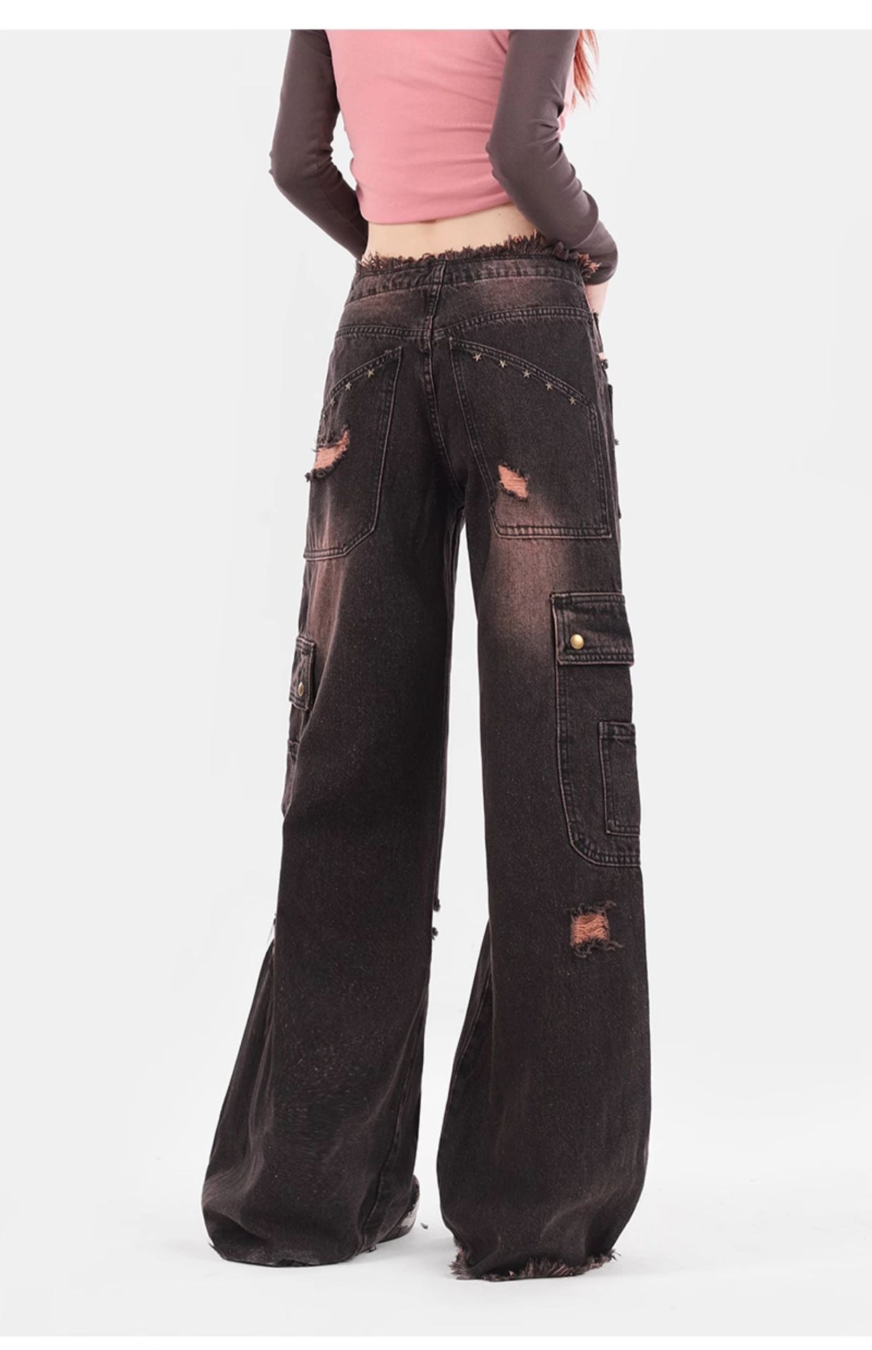 Distressed Washed Baggy Denim