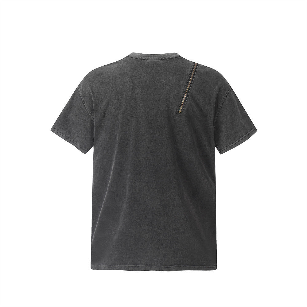 Zip Fade Washed T-Shirt