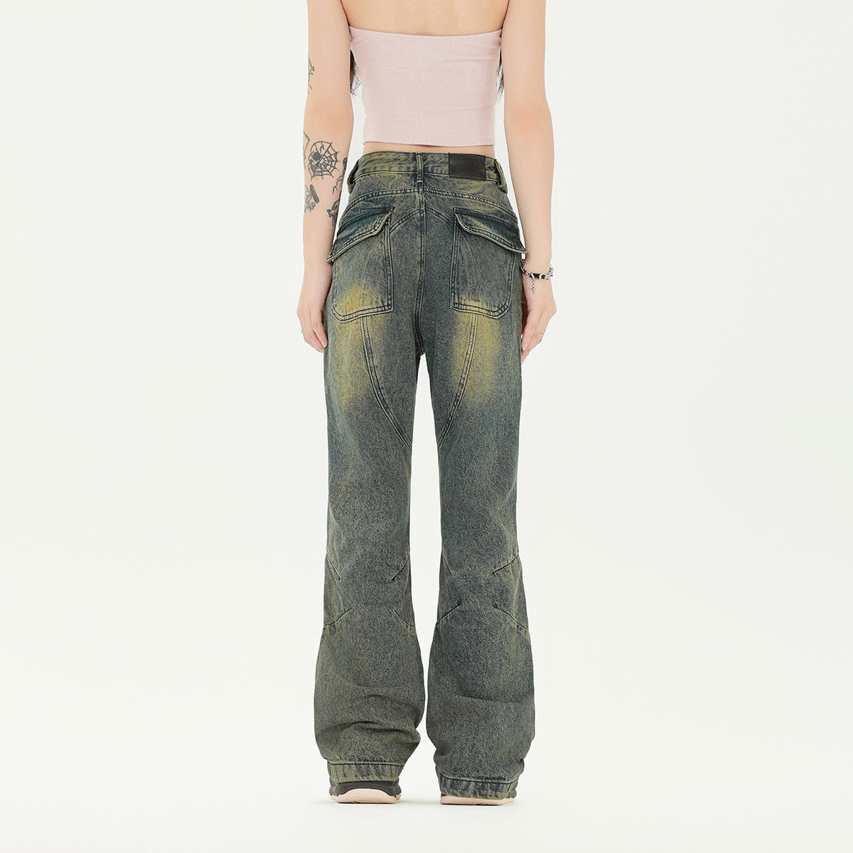 Fashion Personalized Washed Yellow Mud Jeans Men
