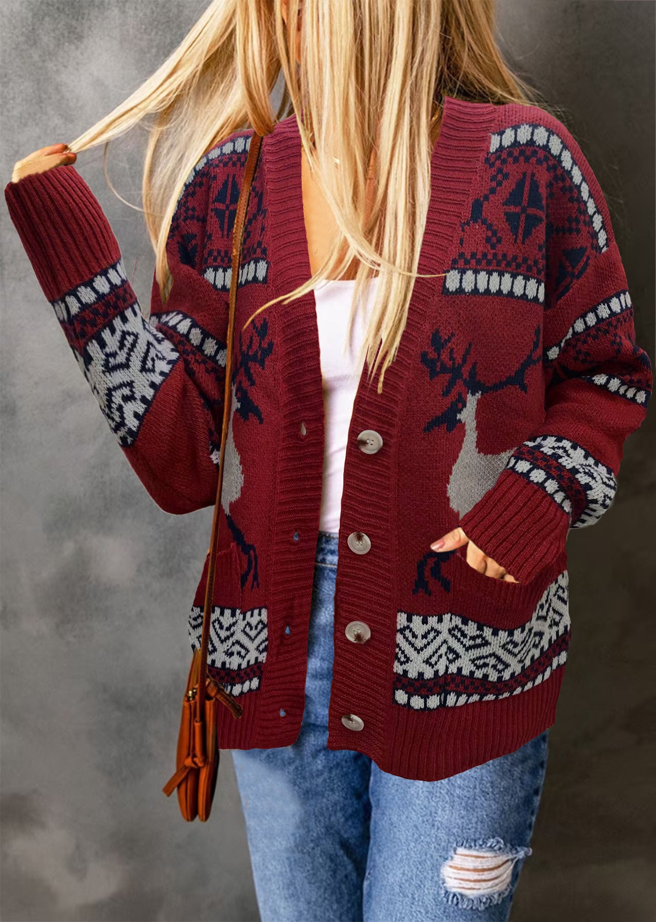 Christmas Sweater Cardigan Coat