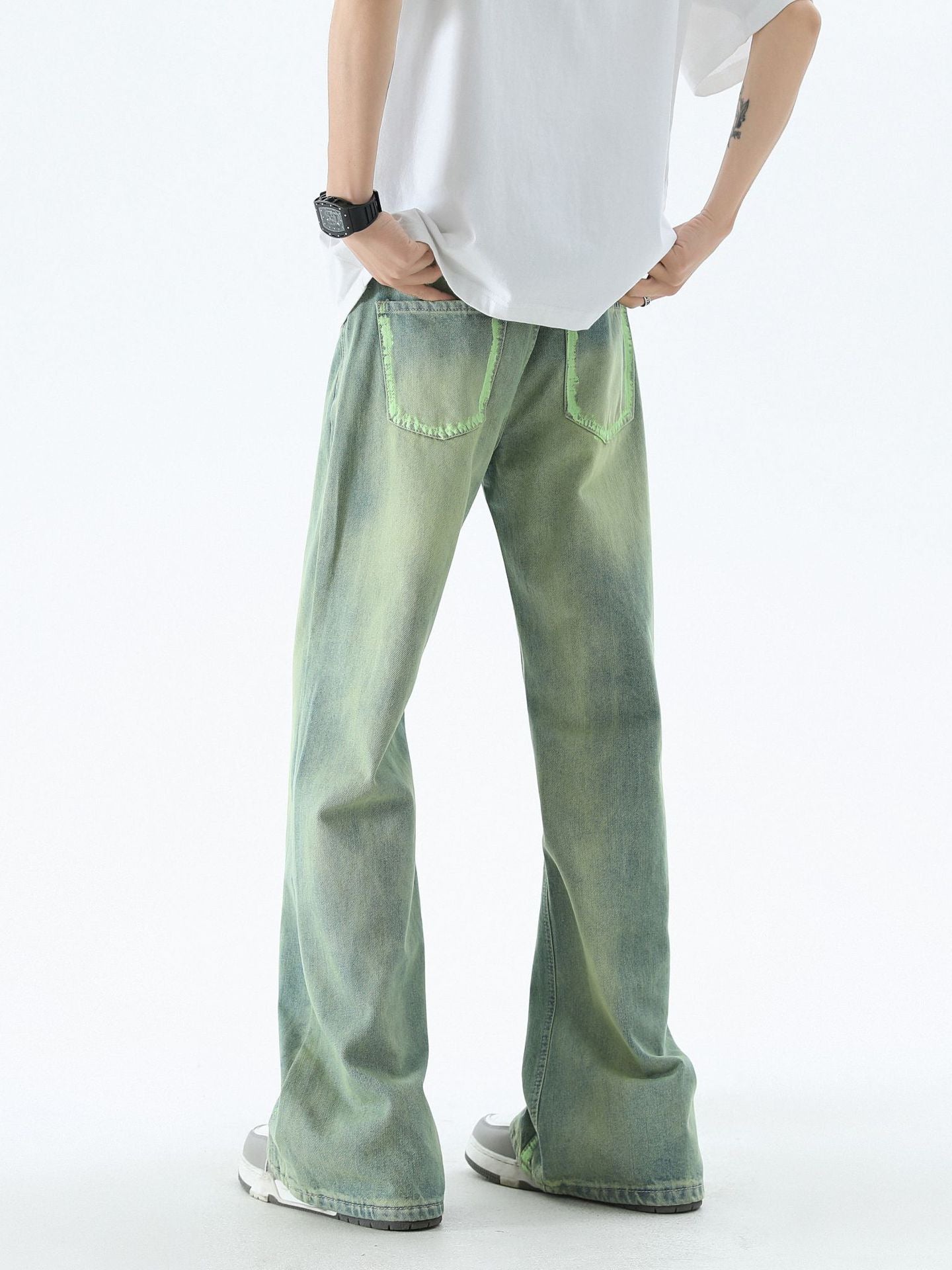 Fashion Retro Washed Stitching Jeans Men