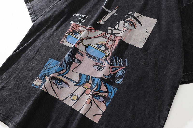 Cartoon Graphic Washed T-Shirt
