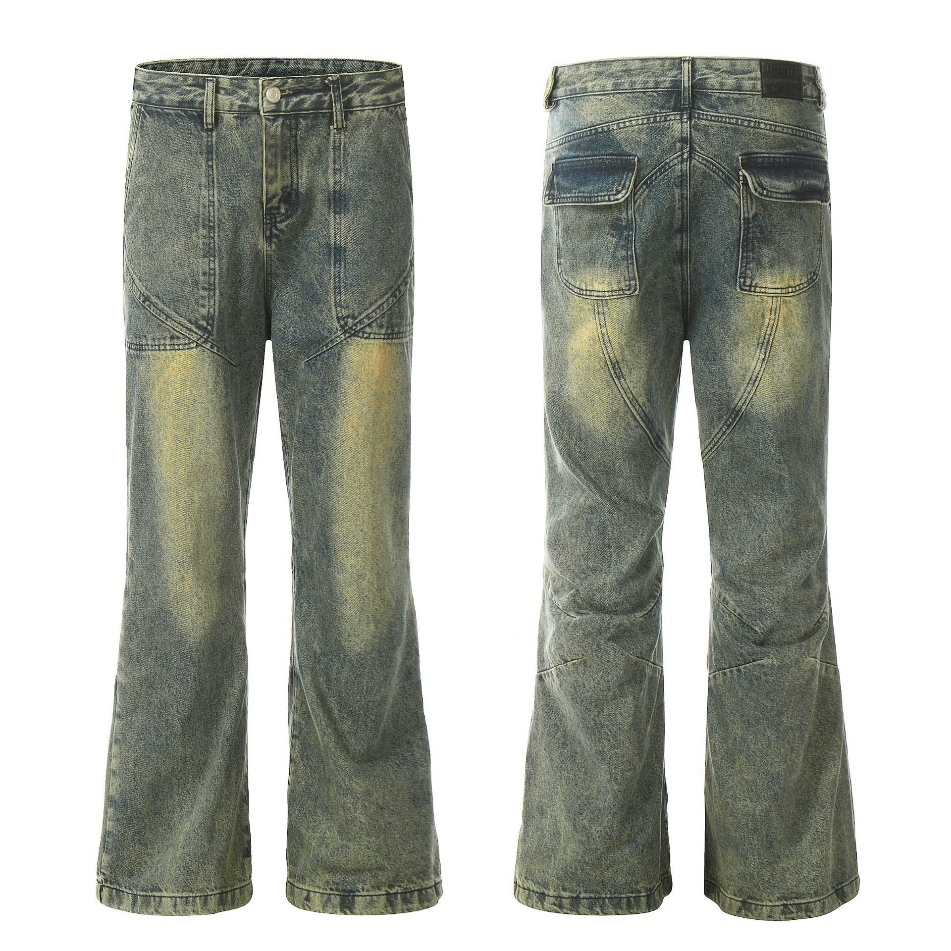 Fashion Personalized Washed Yellow Mud Jeans Men