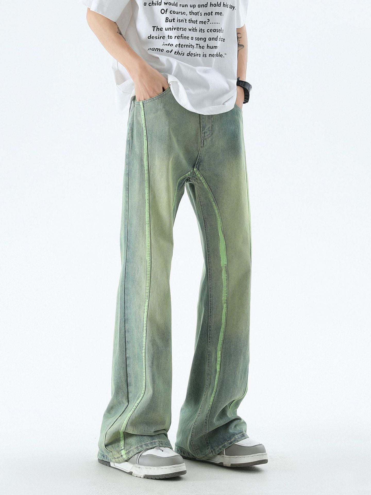 Fashion Retro Washed Stitching Jeans Men