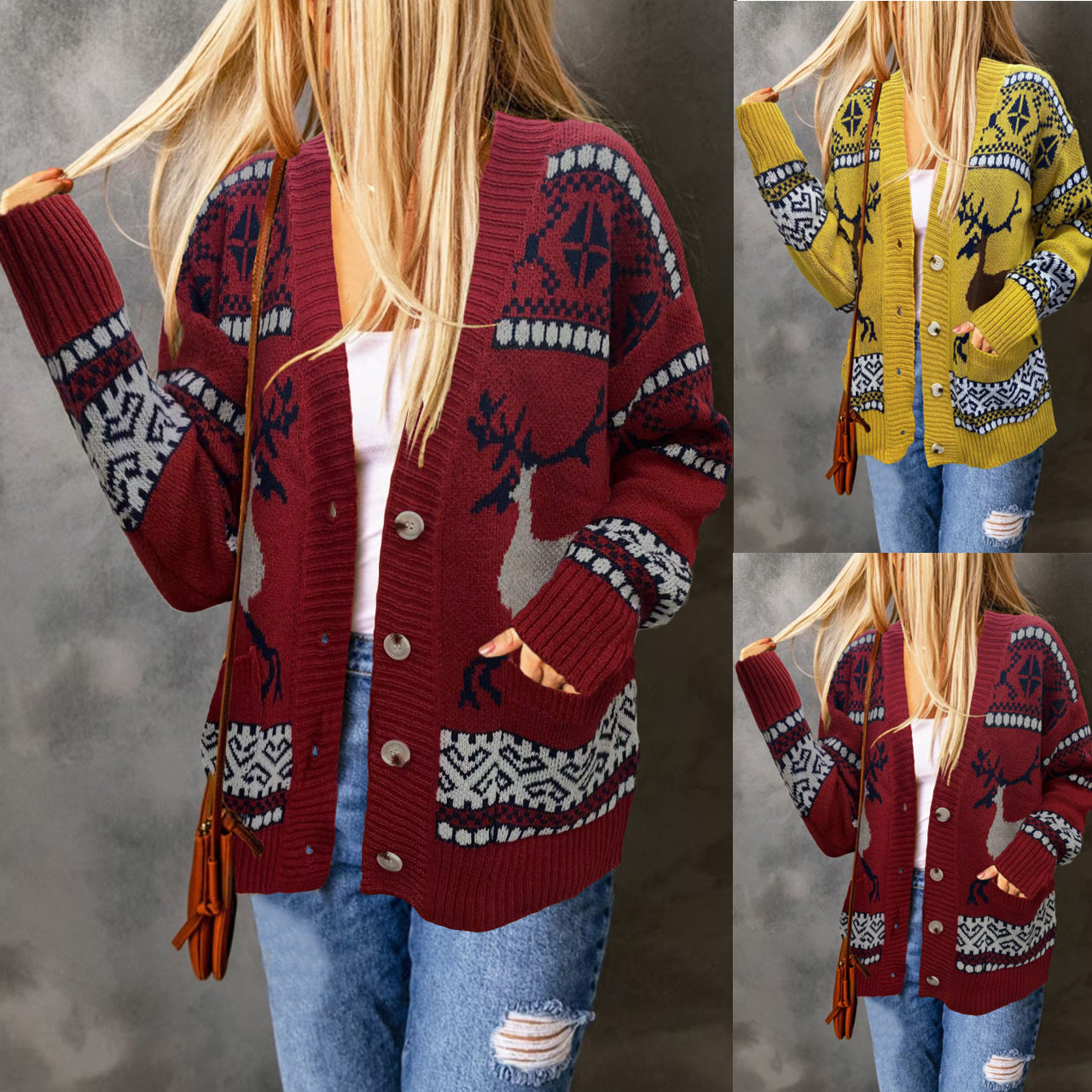 Christmas Sweater Cardigan Coat