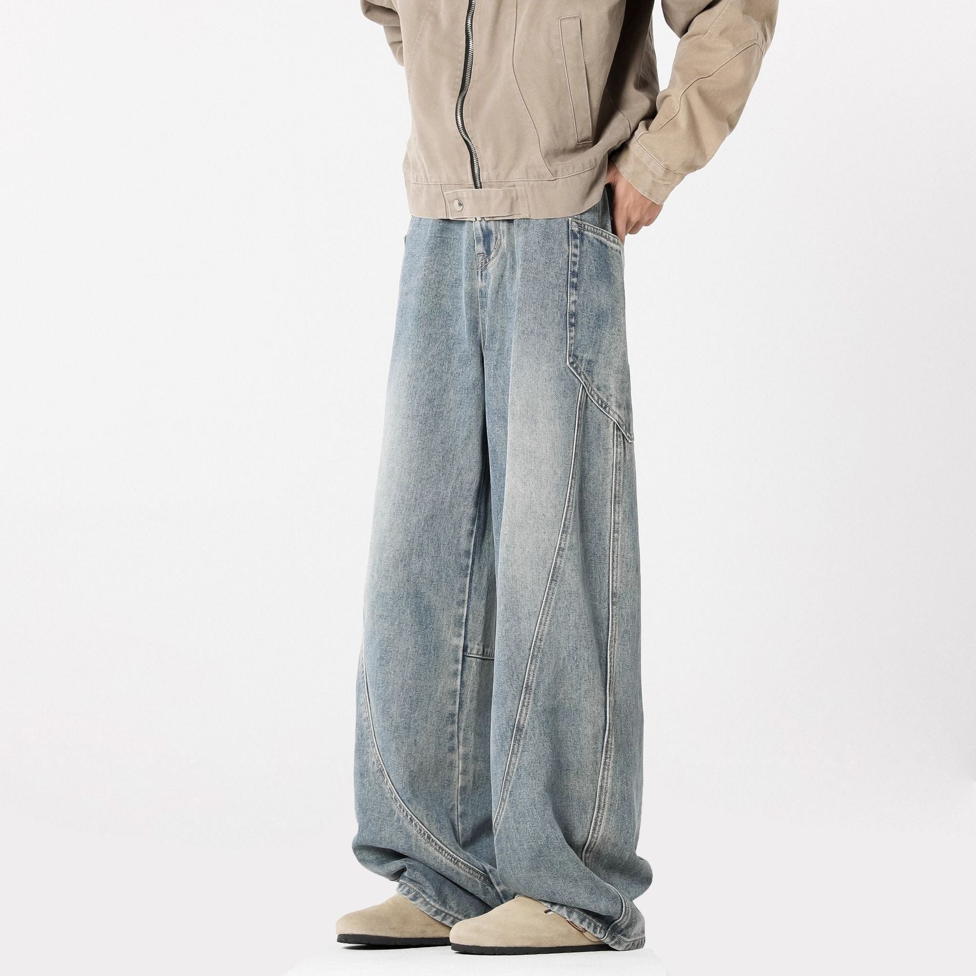 Patterned Denim Pants