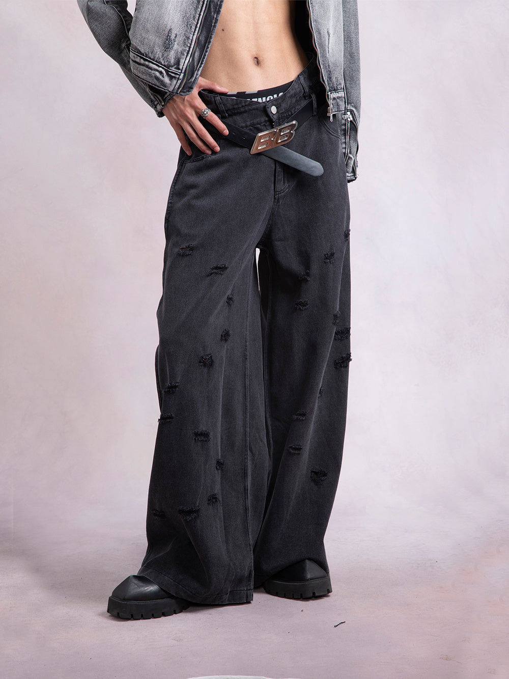 Irregular Design Broken Wide-leg Pants