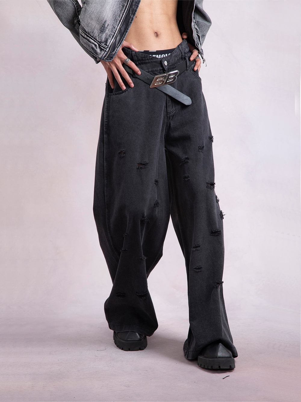 Irregular Design Broken Wide-leg Pants